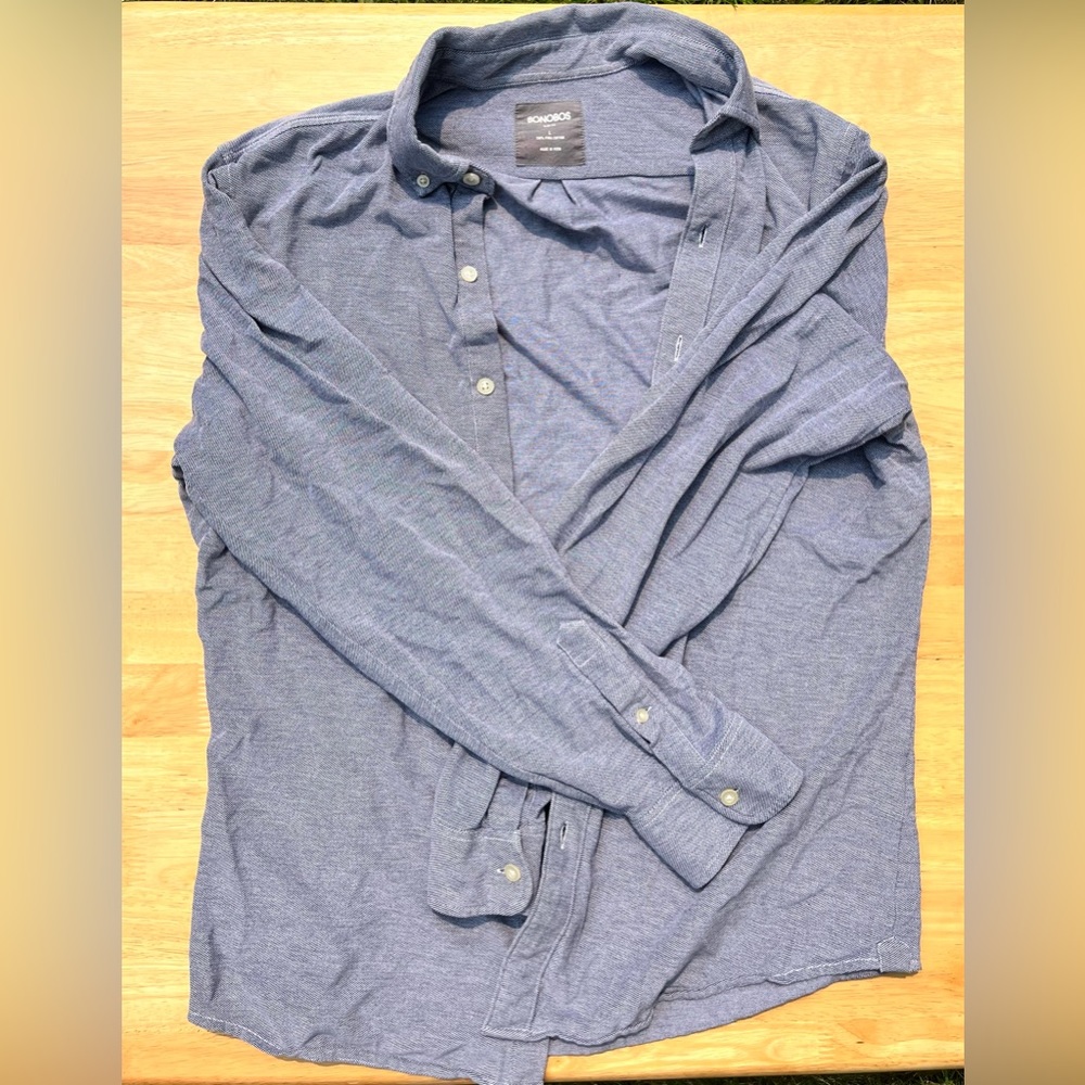 Bonobos Grey 100% Pima Cotton Button Up Shirt Men’s LARGE Slim Fit